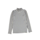 BACE COLLECTION MOCK NECK CHECKERED TOP