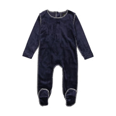 CUDDLE & COO 2PC VELOUR STITCHED FOOTIE + BEANIE