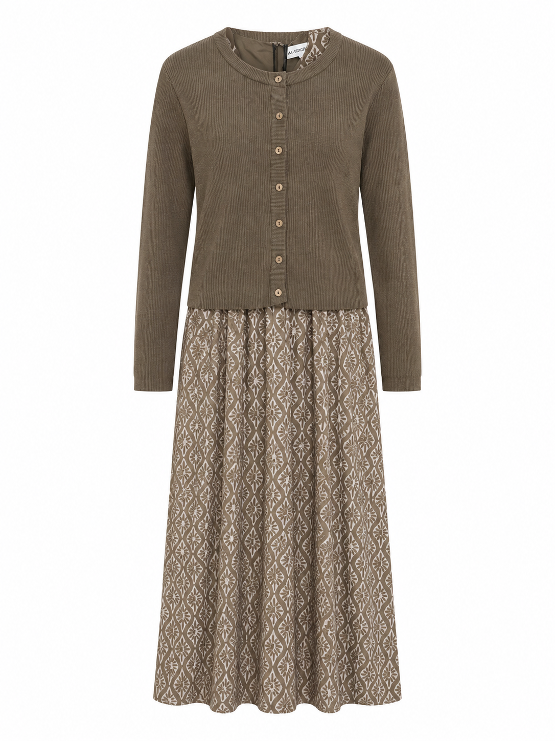 LA'SIMONA 2PC CARDI WITH GEOMETRIC TIE WAIST DRESS