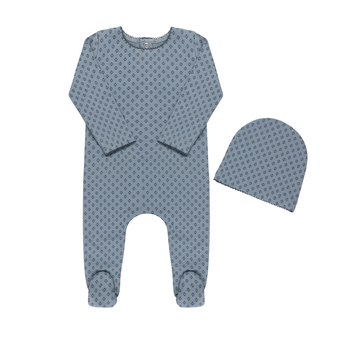TRICOT BEBE 2PC DITSY FOOTIE WITH HAT SET