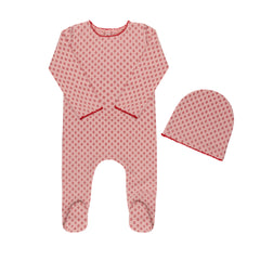 TRICOT BEBE 2PC DITSY FOOTIE WITH HAT SET