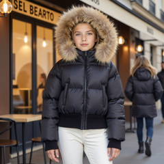 SCOTCH BONNET FUR HOOD ELASTIC COAT