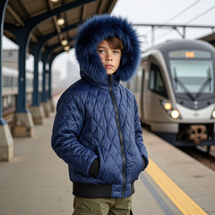 SCOTCH BONNET NATURAL FUR HOOD BOMBER COAT