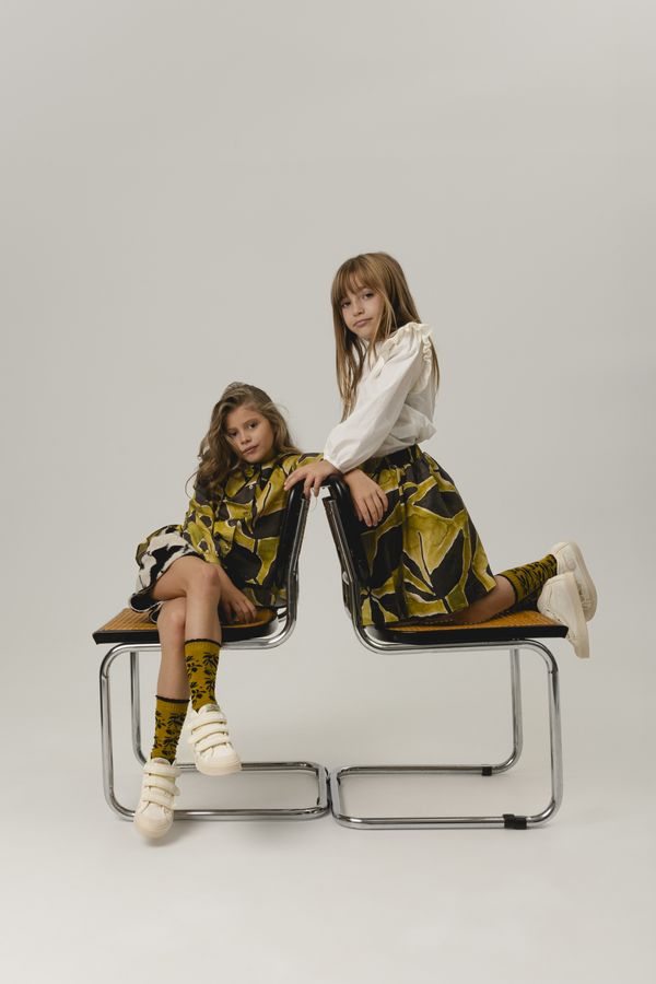 WOLF & RITA GATHERED PRINT SKIRT