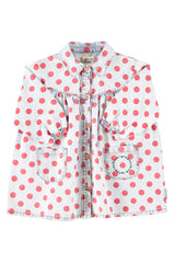 PIUPIUCHICK DOTS PRINT LIGHT DENIM DRESS