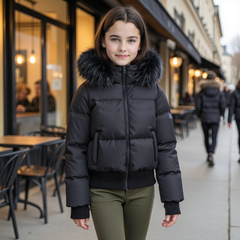 SCOTCH BONNET FUR HOOD ELASTIC COAT