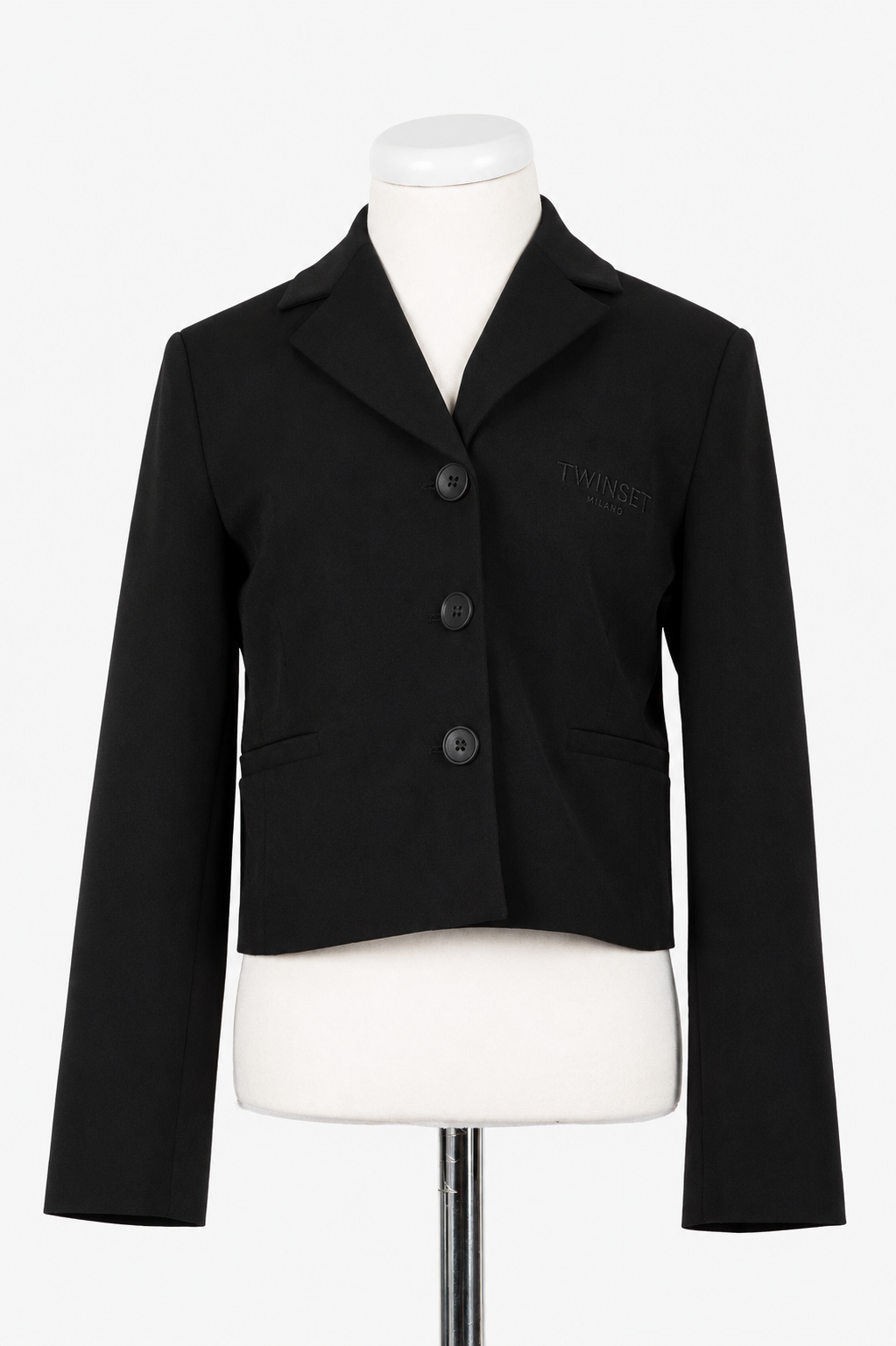 TWINSET EMBROIDERED LOGO SHORT BLAZER