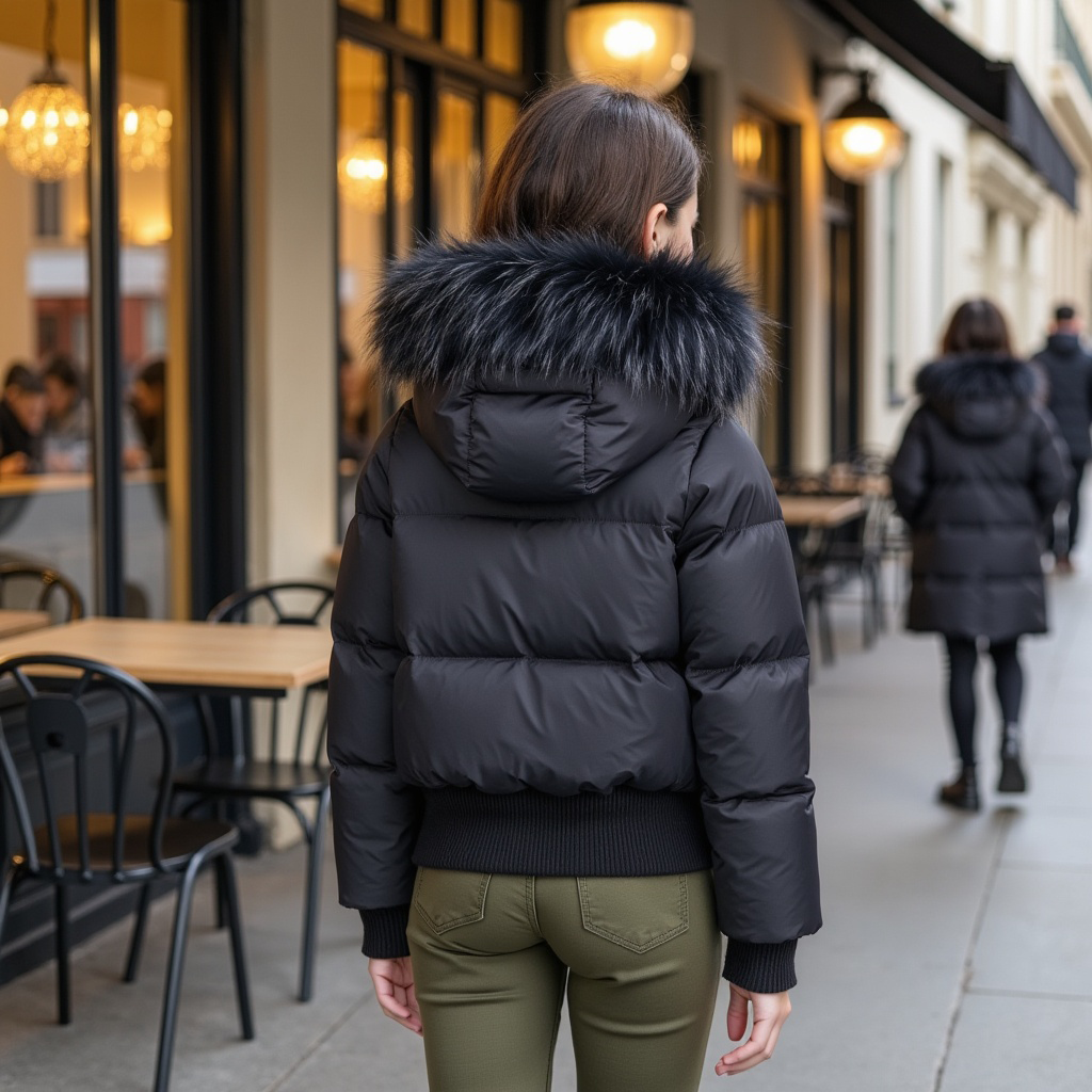SCOTCH BONNET FUR HOOD ELASTIC COAT