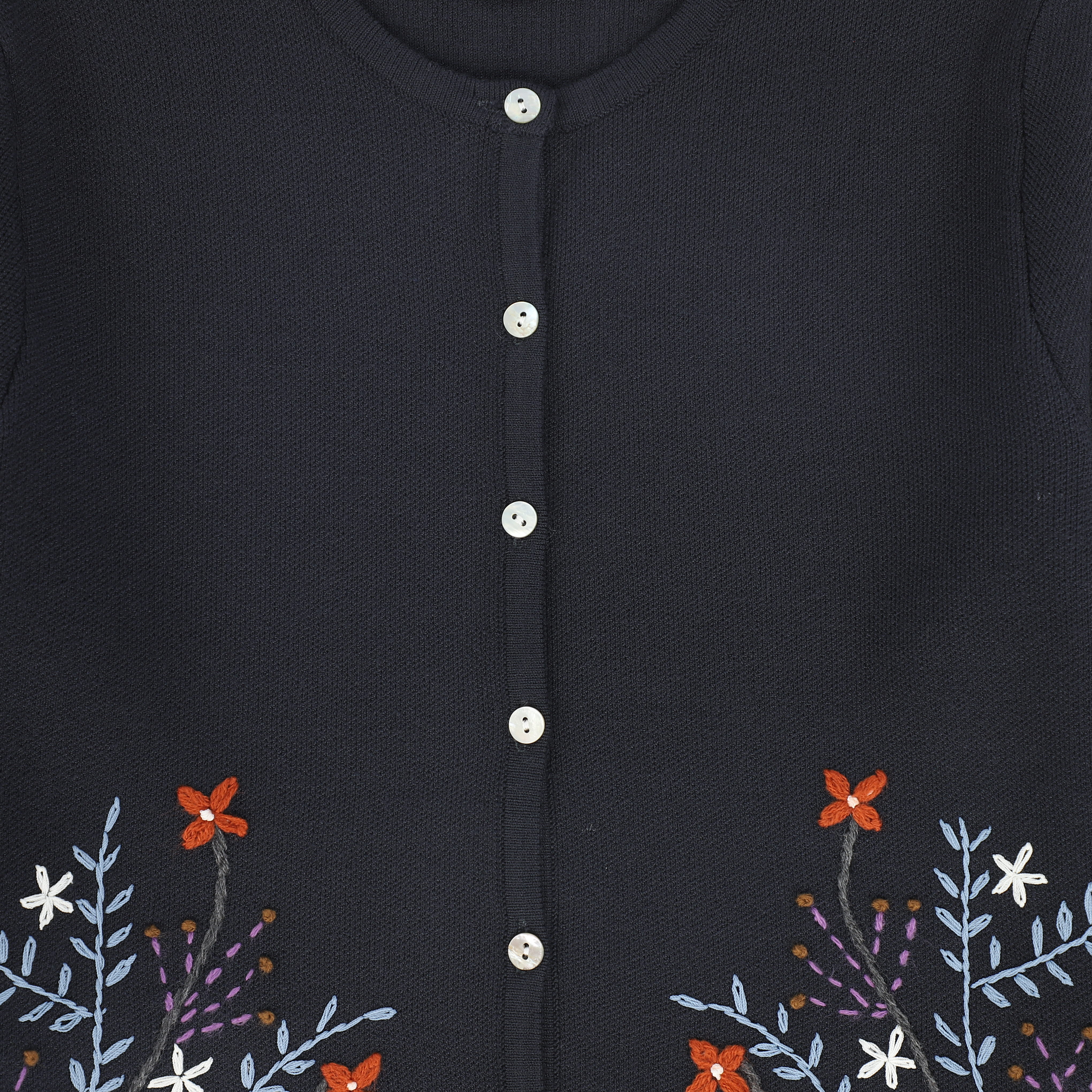 BACE COLLECTION 2PC EMBROIDERED CARDIGAN WITH STRIPED BUTTON SKIRT