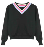 VIBE STRIPE KNIT NECK SWEATSHIRT