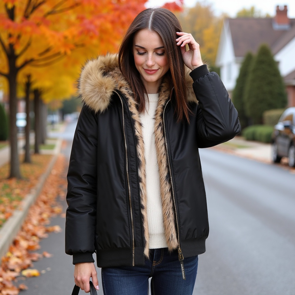 SCOTCH BONNET NATURAL FUR HOOD COAT WITH FUR LINNING
