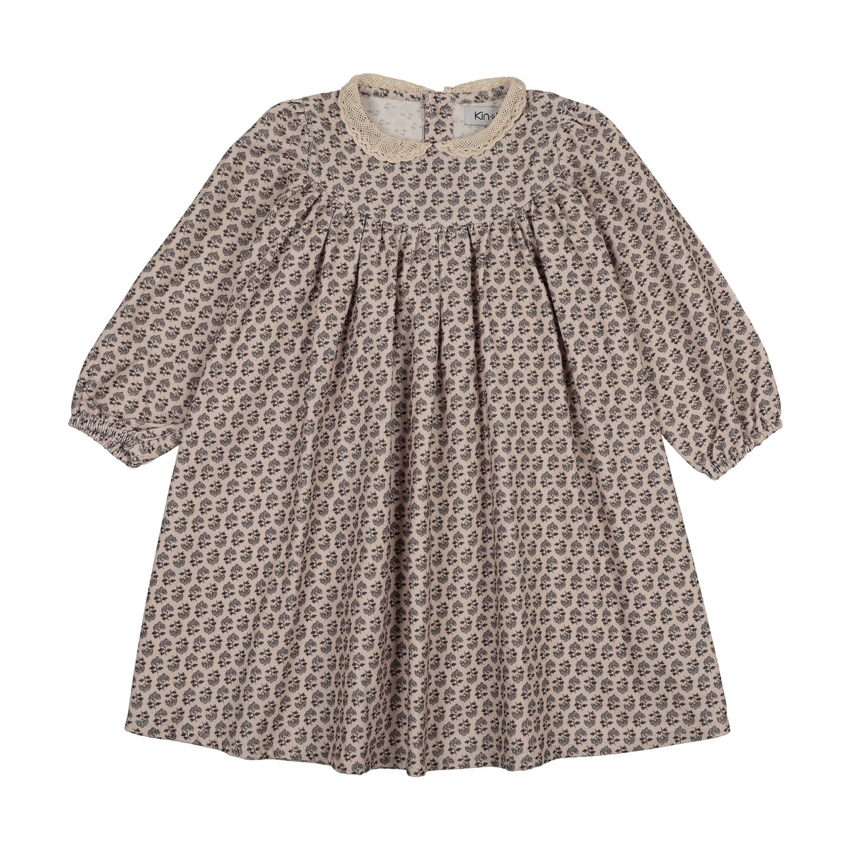 KIN KIN LACE COLLAR LEAF PRINT DRESS