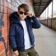 SCOTCH BONNET NATURAL FUR HOOD BOMBER COAT