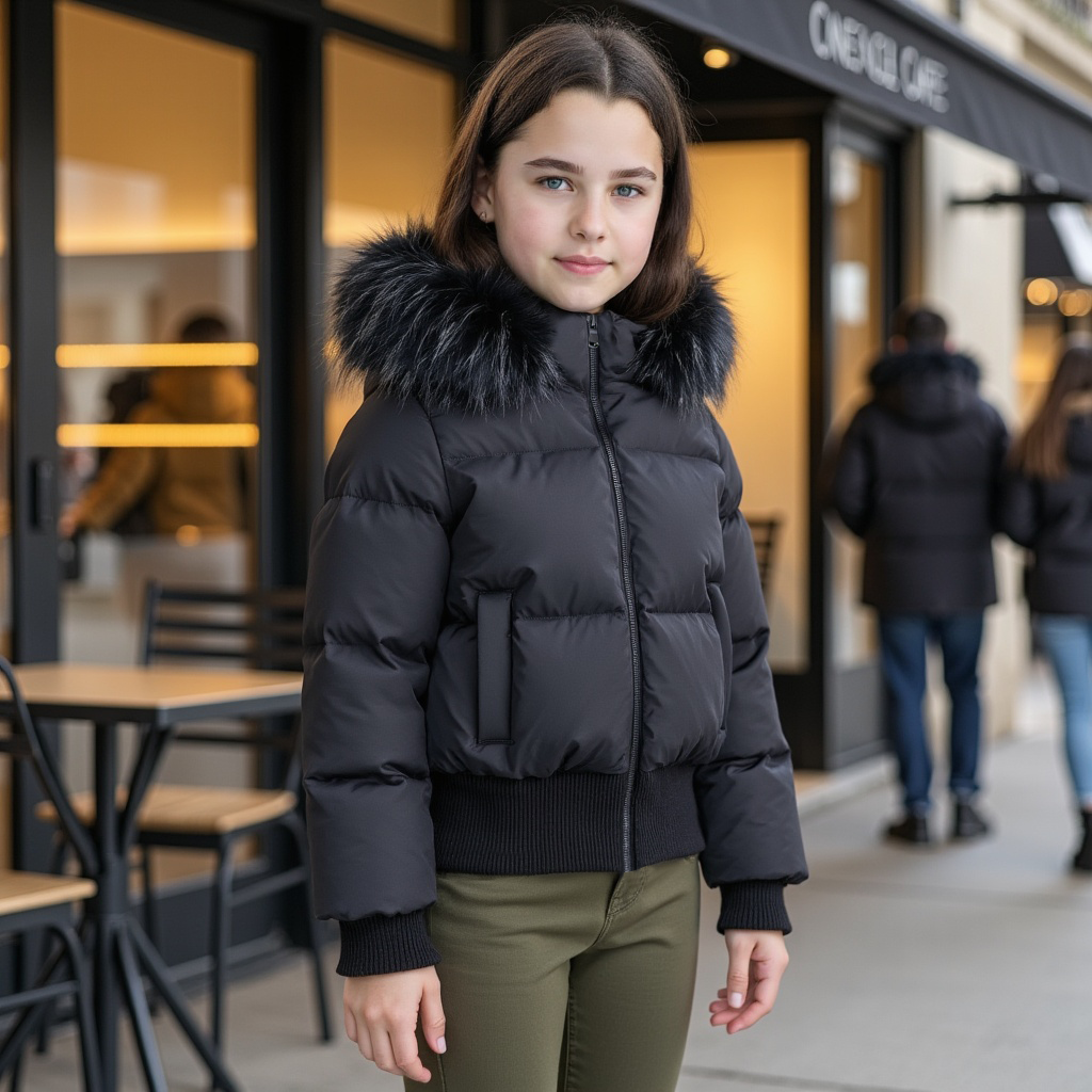 SCOTCH BONNET FUR HOOD ELASTIC COAT