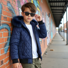 SCOTCH BONNET NATURAL FUR HOOD BOMBER COAT