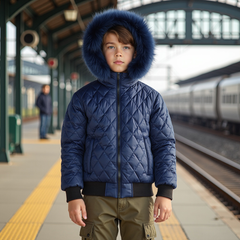 SCOTCH BONNET NATURAL FUR HOOD BOMBER COAT