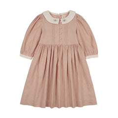 ANALOGIE EMBROIDERED COLLAR 3/4 SLEEVE DRESS