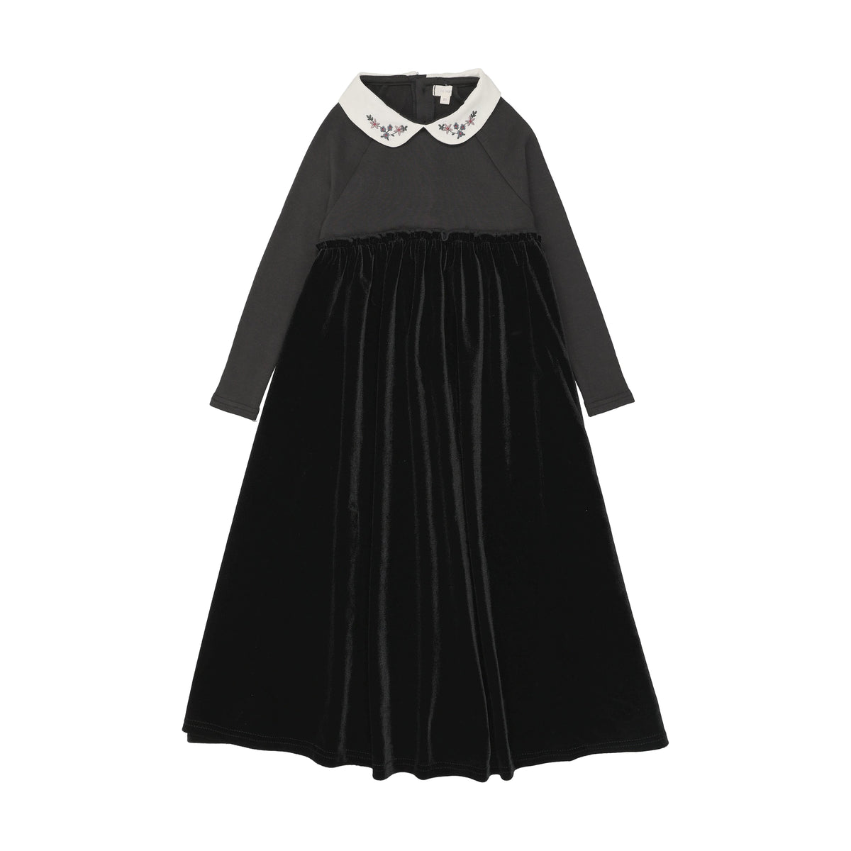 LIL LEGS EMBROIDERED COLLAR MAXI ROBE