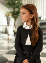 LUSSO 2PC BRANDED BUTTON SHIRT WITH SMOCKED BUBBLE SKIRT