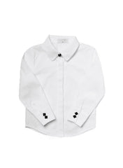 LUSSO 2PC BRANDED BUTTON SHIRT WITH SMOCKED BUBBLE SKIRT