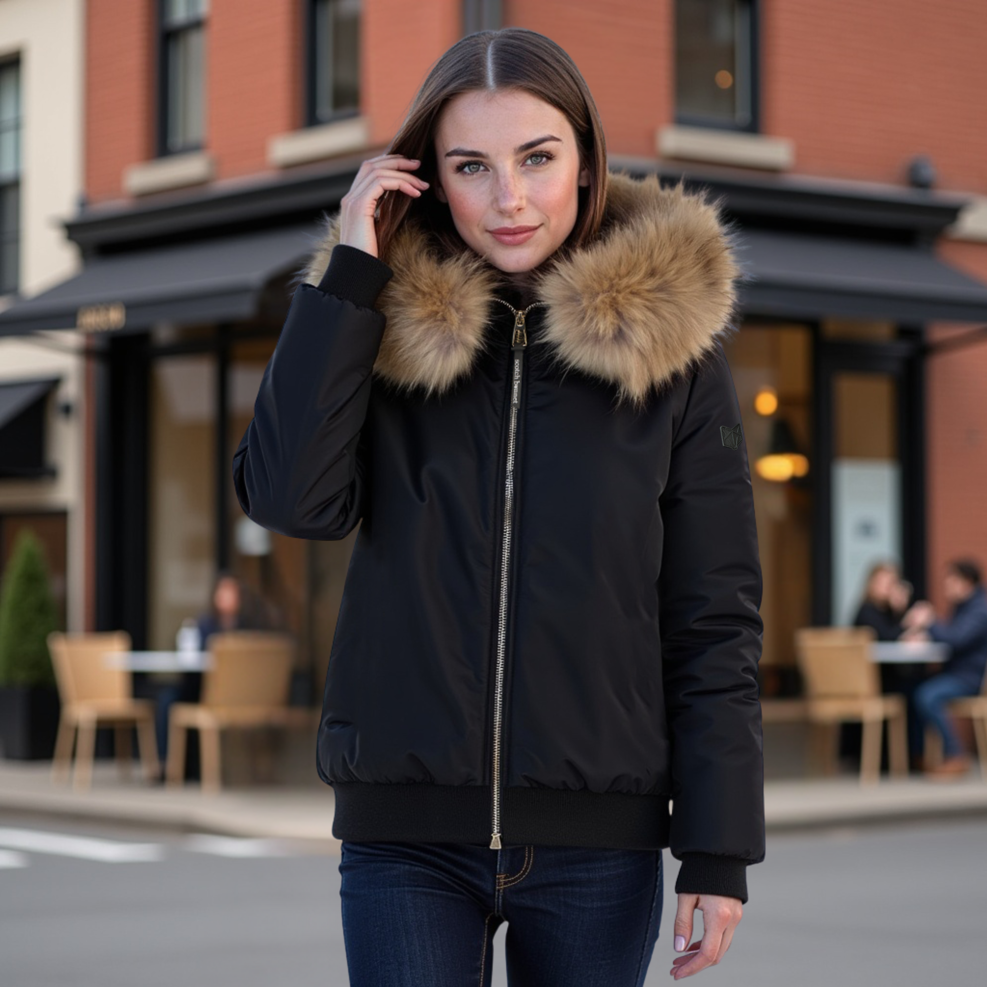 SCOTCH BONNET NATURAL FUR HOOD COAT WITH FUR LINNING