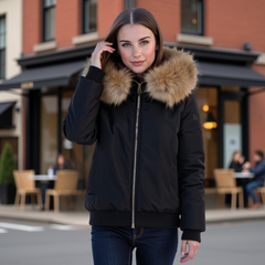 SCOTCH BONNET NATURAL FUR HOOD COAT WITH FUR LINNING