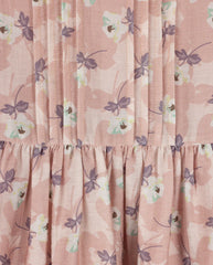 LILOU FLORAL TOP PLEAT COLLARED DRESS