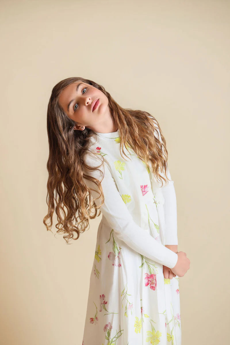 MINIMAL 2PC YANNY FLORAL KNIT CARDIGAN WITH FLORAL PRINT JUMPER