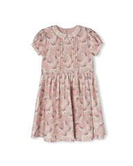 LILOU FLORAL TOP PLEAT COLLARED DRESS