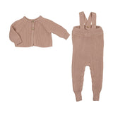 MEMA KNITS 2PC KNIT OVERALLS AND COLLARED TOP