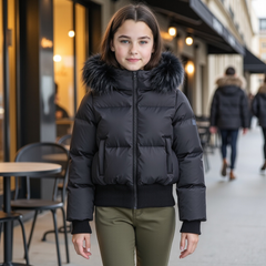 SCOTCH BONNET FUR HOOD ELASTIC COAT