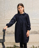 COSMOSOPHIE RUFFLED COLLAR SMOCKED WAIST DRESS