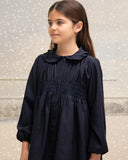 COSMOSOPHIE RUFFLED COLLAR SMOCKED WAIST DRESS