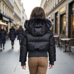 SCOTCH BONNET FUR HOOD ELASTIC COAT
