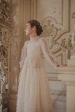 PETITE AMALIE SMOCKED TULLE GOWN