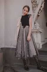PETITE AMALIE EMBROIDERED BOW TULLE SKIRT