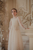 PETITE AMALIE SMOCKED TULLE GOWN