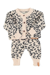 PIUPIUCHICK 2PC ANIMAL PRINT KNIT BABY CARDIGANWITH LEGGINGS