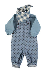 PIUPIUCHICK HEARTS WASHED DENIM OVERALL