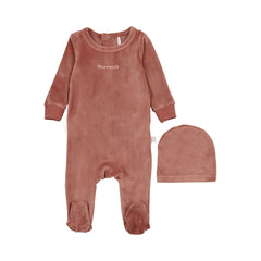 POUF 2PC "STAY COZY" FOOTIE WITH BEANIE SET