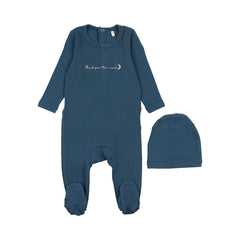 POUF 2PC "SHOOT FOR THE MOON" FOOTIE WITH BEANIE SET