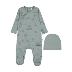 POUF 2PC TOILE FOOTIE WITH BEANIE SET