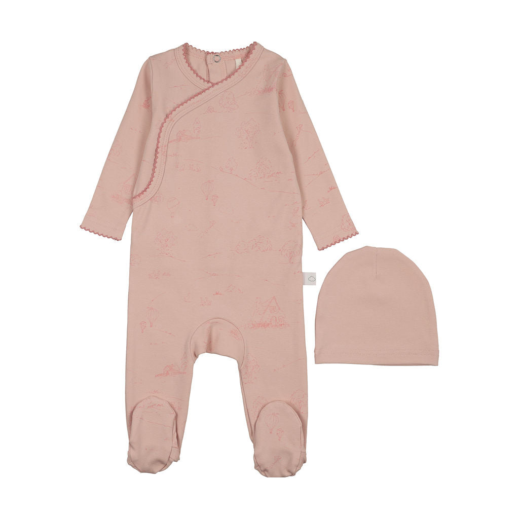 POUF 2PC TOILE FOOTIE WITH BEANIE SET