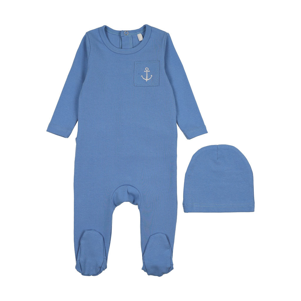 POUF 2PC STITCHED GRAPHIC FOOTIE WITH BEANIE SET