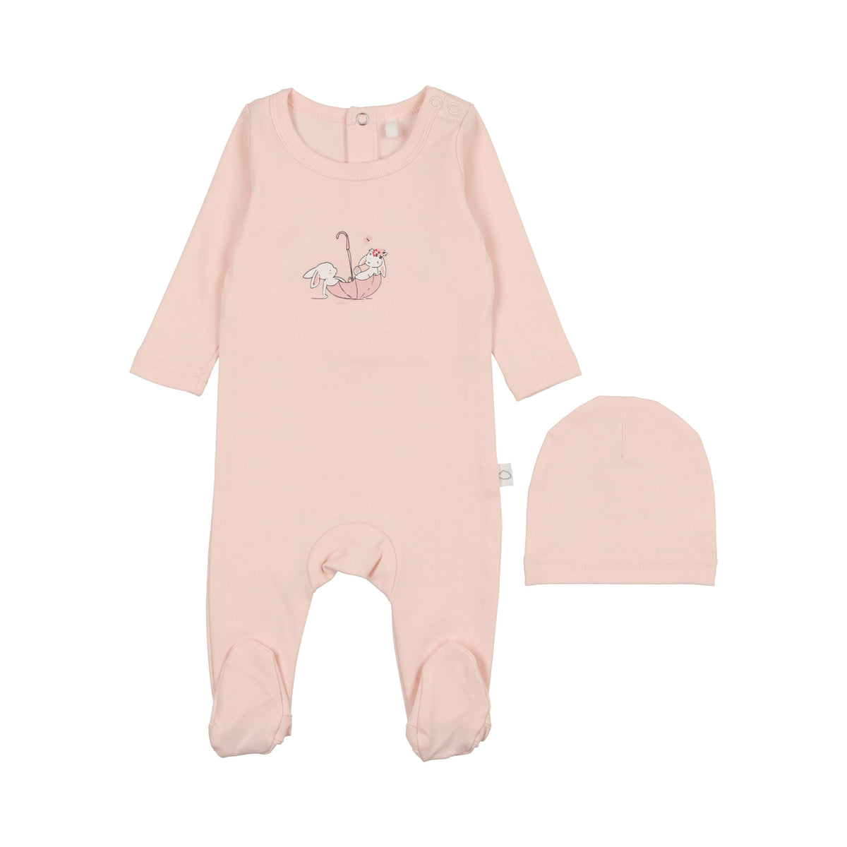 POUF 2PC BUNNY FOOTIE WITH BEANIE SET
