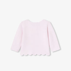 JACADI 2PC SCALLOPED KNIT CARDIGAN WITH HAT SET