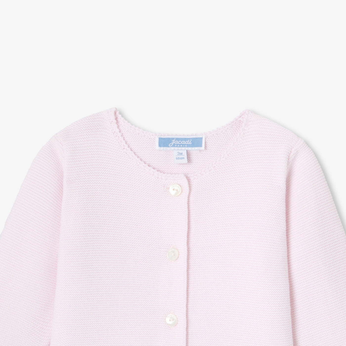 JACADI 2PC SCALLOPED KNIT CARDIGAN WITH HAT SET