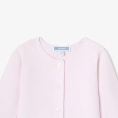 JACADI 2PC SCALLOPED KNIT CARDIGAN WITH HAT SET