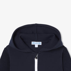 JACADI KNIT SLEEVE ZIP UP HOODIE