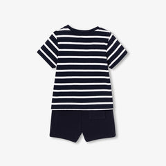 JACADI 2PC FAUSTINE STRIPE TEE WITH SHORTS